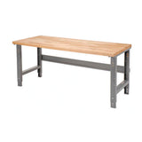 Standard Duty Butcher Block Top Adj Height Workbench, 2,000 Lbs, 72 X 36 X 30.88 To 36.88, Maple/gray