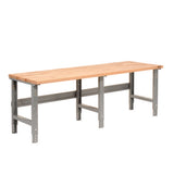 Standard Duty Butcher Block Top Adj Height Workbench, 2,000 Lbs, 96 X 36 X 30.88 To 36.88, Maple/gray