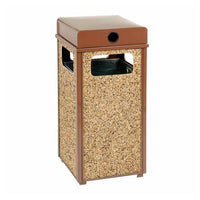 Stone Panel All Weather Trash Receptacle Urn, 24 Gal, Steel, Brown, Ships In 1-3 Business Days