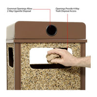 Stone Panel All Weather Trash Receptacle Urn, 24 Gal, Steel, Brown, Ships In 1-3 Business Days