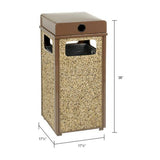 Stone Panel All Weather Trash Receptacle Urn, 24 Gal, Steel, Brown, Ships In 1-3 Business Days