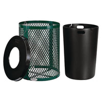 Outdoor Diamond Steel Trash Can, 36 Gal, Green, Ships In 1-3 Business Days