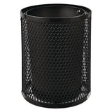 Outdoor Diamond Steel Trash Can, Rain Bonnet Lid, 36 Gal, Black, Ships In 1-3 Business Days