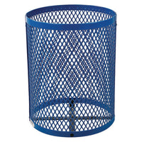 Outdoor Diamond Steel Trash Can, Rain Bonnet Lid, 36 Gal, Blue