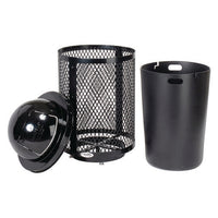 Outdoor Diamond Steel Trash Can With Base, 36 Gal, Black