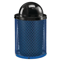 Outdoor Diamond Steel Trash Can, 36 Gal, Dome Lid, Blue, Ships In 1-3 Business Days