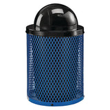 Outdoor Diamond Steel Trash Can, 36 Gal, Dome Lid, Blue, Ships In 1-3 Business Days