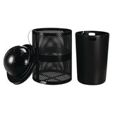 Outdoor Perforated Steel Trash Can With Dome Lid, 36 Gal, Steel, Black, Ships In 1-3 Business Days