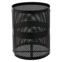 Outdoor Perforated Steel Trash Can With Dome Lid, 36 Gal, Steel, Black, Ships In 1-3 Business Days