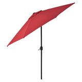 Outdoor Umbrella With Tilt Mechanism, 102" Span, 94" Long, Red Canopy, Black Handle, Ships In 1-3 Business Days