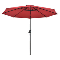 Outdoor Umbrella With Tilt Mechanism, 102" Span, 94" Long, Red Canopy, Black Handle, Ships In 1-3 Business Days
