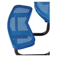 Perforated Steel Picnic Table, Round, 46" Dia X 29.5"h, Blue Top, Blue Base/legs, Ships In 1-3 Business Days