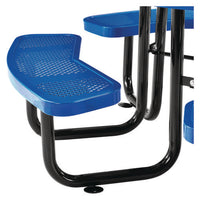 Perforated Steel Picnic Table, Round, 46" Dia X 29.5"h, Blue Top, Blue Base/legs, Ships In 1-3 Business Days