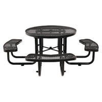 Expanded Steel Picnic Table, Round, 46" Dia X 29.5"h, Black Top, Black Base/legs, Ships In 1-3 Business Days