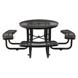 Expanded Steel Picnic Table, Round, 46" Dia X 29.5"h, Black Top, Black Base/legs, Ships In 1-3 Business Days
