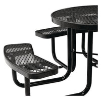 Expanded Steel Picnic Table, Round, 46" Dia X 29.5"h, Black Top, Black Base/legs, Ships In 1-3 Business Days