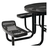 Expanded Steel Picnic Table, Round, 46" Dia X 29.5"h, Black Top, Black Base/legs, Ships In 1-3 Business Days