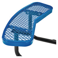Expanded Steel Picnic Table, Round, 46" Dia X 29.5"h, Blue Top, Blue Base/legs