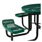 Expanded Steel Picnic Table, Round, 46" Dia X 29.5"h, Green Top, Green Base/legs