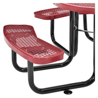 Expanded Steel Picnic Table, Round, 46" Dia X 29.5"h, Red Top, Red Base/legs, Ships In 1-3 Business Days