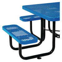 Expanded Steel Picnic Table, Square, 81 X 81 X 29.5, Blue Top, Blue Base/legs, Ships In 1-3 Business Days