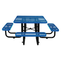 Expanded Steel Picnic Table, Square, 81 X 81 X 29.5, Blue Top, Blue Base/legs, Ships In 1-3 Business Days