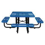 Expanded Steel Picnic Table, Square, 81 X 81 X 29.5, Blue Top, Blue Base/legs, Ships In 1-3 Business Days