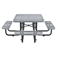 Expanded Steel Picnic Table, Square, 81 X 81 X 29.5, Gray Top, Gray Base/legs, Ships In 1-3 Business Days