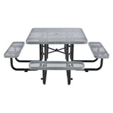 Expanded Steel Picnic Table, Square, 81 X 81 X 29.5, Gray Top, Gray Base/legs, Ships In 1-3 Business Days