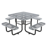 Expanded Steel Picnic Table, Square, 81 X 81 X 29.5, Gray Top, Gray Base/legs, Ships In 1-3 Business Days
