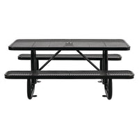 Expanded Steel Picnic Table, Rectangular, 72 X 62 X 29.5, Black Top, Black Base/legs, Ships In 1-3 Business Days