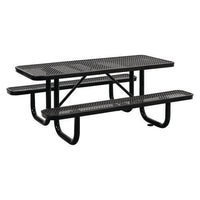 Expanded Steel Picnic Table, Rectangular, 72 X 62 X 29.5, Black Top, Black Base/legs, Ships In 1-3 Business Days