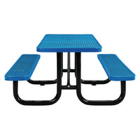 Expanded Steel Picnic Table, Rectangular, 72 X 62 X 29.5, Blue Top, Blue Base/legs, Ships In 1-3 Business Days