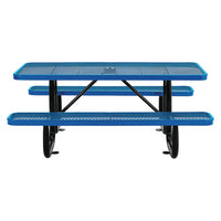Expanded Steel Picnic Table, Rectangular, 72 X 62 X 29.5, Blue Top, Blue Base/legs, Ships In 1-3 Business Days