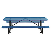 Expanded Steel Picnic Table, Rectangular, 96 X 62 X 29.5, Blue Top, Blue Base/legs, Ships In 1-3 Business Days