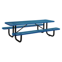 Expanded Steel Picnic Table, Rectangular, 96 X 62 X 29.5, Blue Top, Blue Base/legs, Ships In 1-3 Business Days