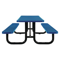 Expanded Steel Picnic Table, Rectangular, 96 X 62 X 29.5, Blue Top, Blue Base/legs, Ships In 1-3 Business Days