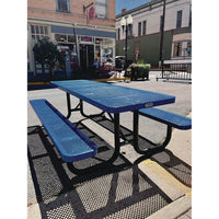 Expanded Steel Picnic Table, Rectangular, 96 X 62 X 29.5, Blue Top, Blue Base/legs, Ships In 1-3 Business Days