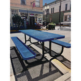 Expanded Steel Picnic Table, Rectangular, 96 X 62 X 29.5, Blue Top, Blue Base/legs, Ships In 1-3 Business Days