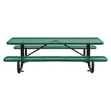 Expanded Steel Picnic Table, Rectangular, 96 X 62 X 29.5, Green Top, Green Base/legs