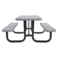 Expanded Steel Picnic Table, Rectangular, 96 X 62 X 29.5, Gray Top, Gray Base/legs, Ships In 1-3 Business Days