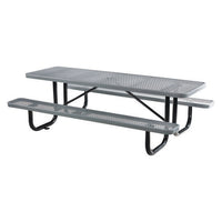 Expanded Steel Picnic Table, Rectangular, 96 X 62 X 29.5, Gray Top, Gray Base/legs, Ships In 1-3 Business Days