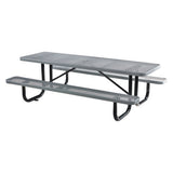 Expanded Steel Picnic Table, Rectangular, 96 X 62 X 29.5, Gray Top, Gray Base/legs, Ships In 1-3 Business Days