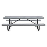 Expanded Steel Picnic Table, Rectangular, 96 X 62 X 29.5, Gray Top, Gray Base/legs, Ships In 1-3 Business Days