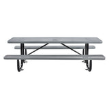 Expanded Steel Picnic Table, Rectangular, 96 X 62 X 29.5, Gray Top, Gray Base/legs, Ships In 1-3 Business Days