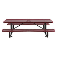Expanded Steel Picnic Table, Rectangular, 96 X 62 X 29.5, Red Top, Red Base/legs, Ships In 1-3 Business Days