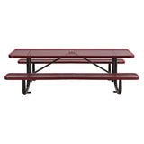 Expanded Steel Picnic Table, Rectangular, 96 X 62 X 29.5, Red Top, Red Base/legs, Ships In 1-3 Business Days