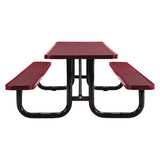 Expanded Steel Picnic Table, Rectangular, 96 X 62 X 29.5, Red Top, Red Base/legs, Ships In 1-3 Business Days