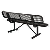 Expanded Steel Bench With Back, 72 X 24 X 33, Black