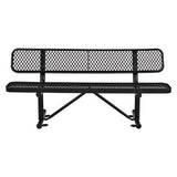 Expanded Steel Bench With Back, 72 X 24 X 33, Black